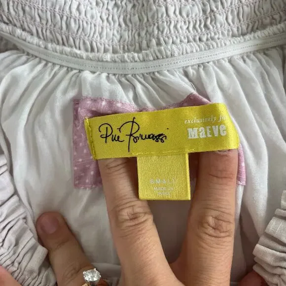 Anthropologie Maeve Pia Binazzi Tiered Off the Shoulder Pink Maxi Dress, Small - Picture 9 of 15